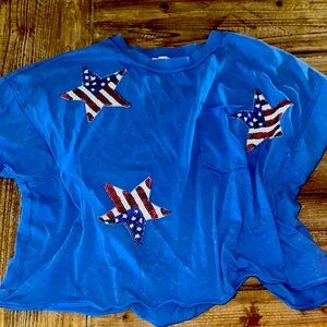 ODDY Blue Short Sleeve Tee with Star Design